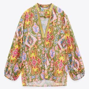 Zara Colorful embroidered collar blouse